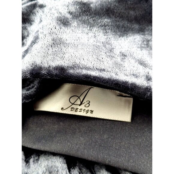 Vintage 90s Y2K One-Shoulder Gray Crushed Velvet Dress With Side Zipper Closure - Picture 7 of 9